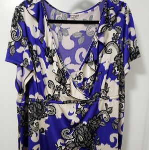 Lane Bryant Ruffle Floral Short Sleeve Top